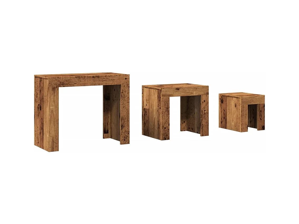 Tables basses gigognes 3 pièces vieux bois bois d'ingénierie SHL47934