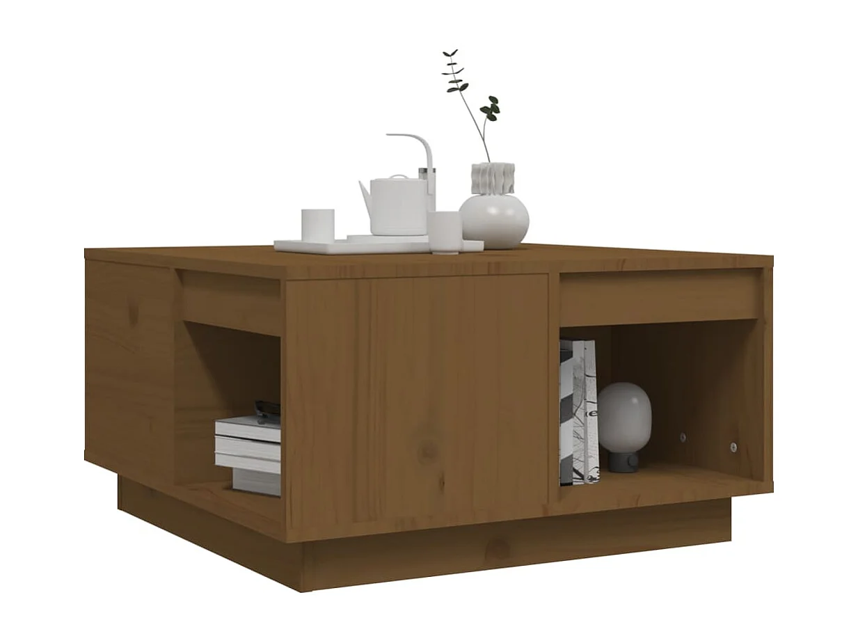 Couchtisch-Sofatisch-Beistelltische Honigbraun 60x61x32,5 cm Massivholz Kiefer SHL57789