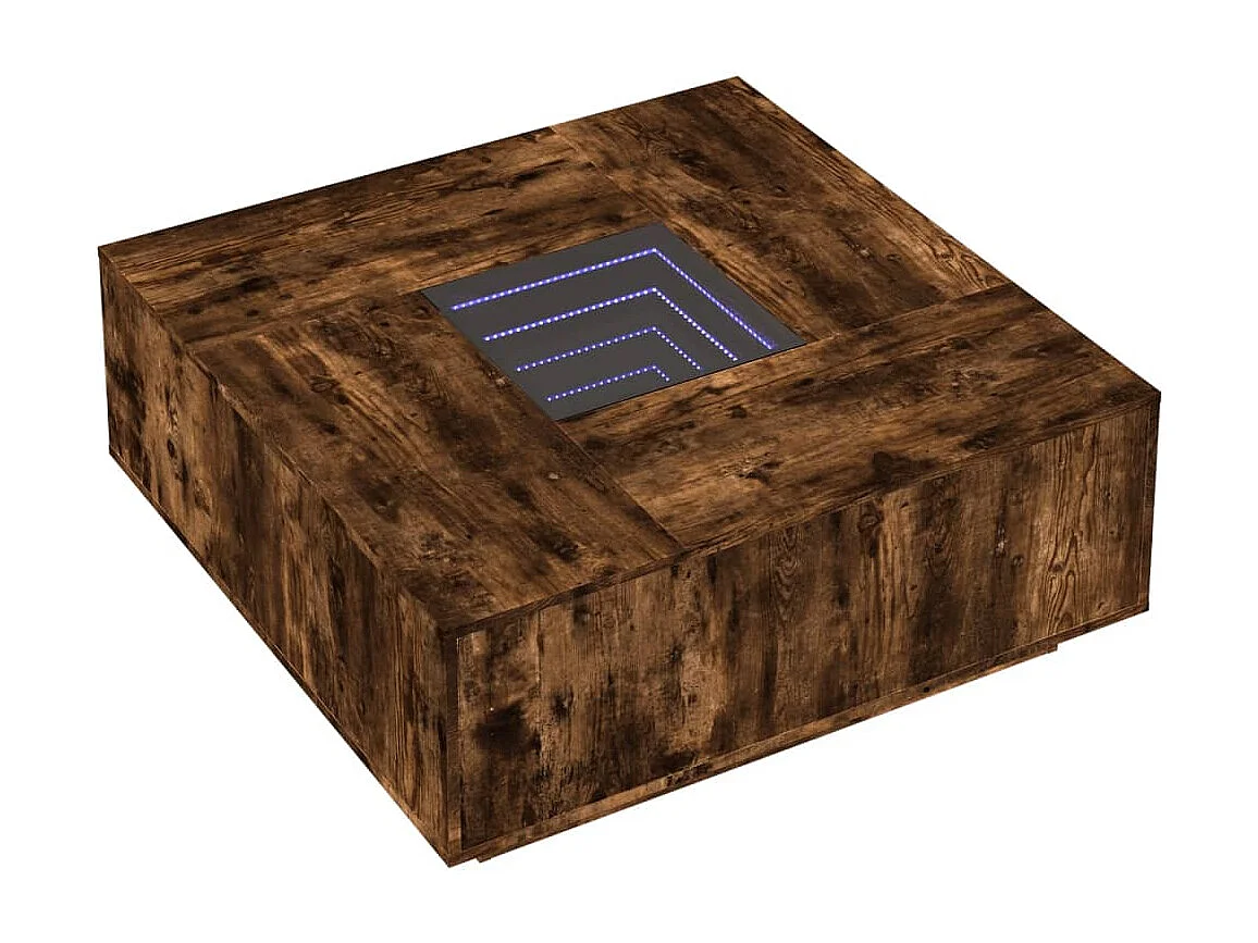 Table basse salon-Table d'appoint avec LED infini chêne fumé 100x100x40 cm SHL9912