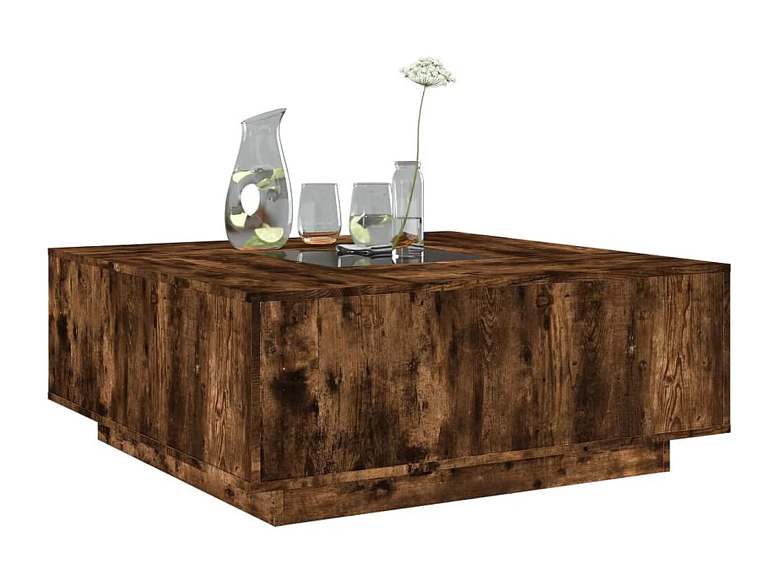 Table basse salon-Table d'appoint avec LED infini chêne fumé 100x100x40 cm SHL9912