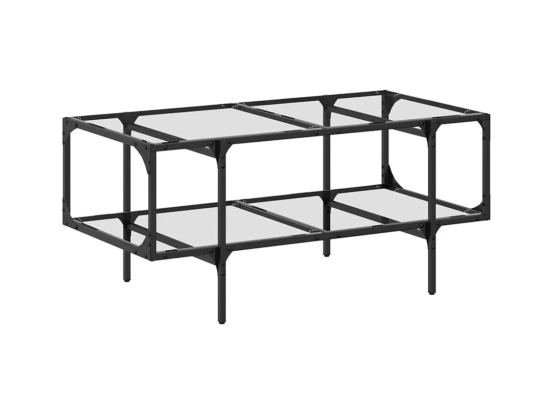 Table basse salon-Table d'appoint-dessus en verre transparent 98,5x50x45cm acier SHL35539