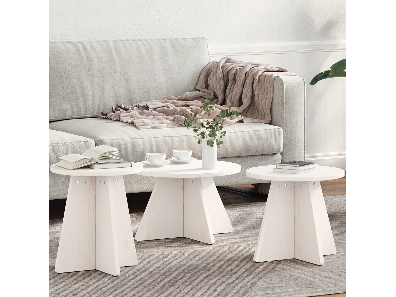 Ensemble de tables basses 3 pièces Blanc 49x49x30 cm SHL33612