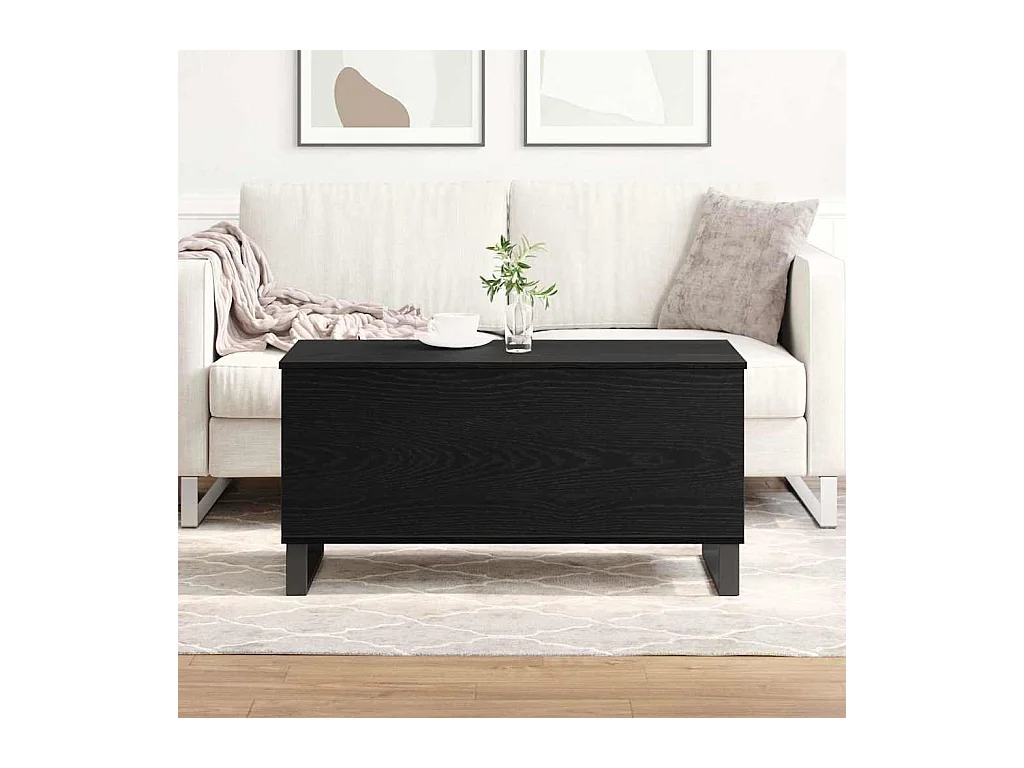 Mesa de centro-Mesa auxiliar-Mesita de centro madera contrachapada negro 90x90x28 cm SHL4808