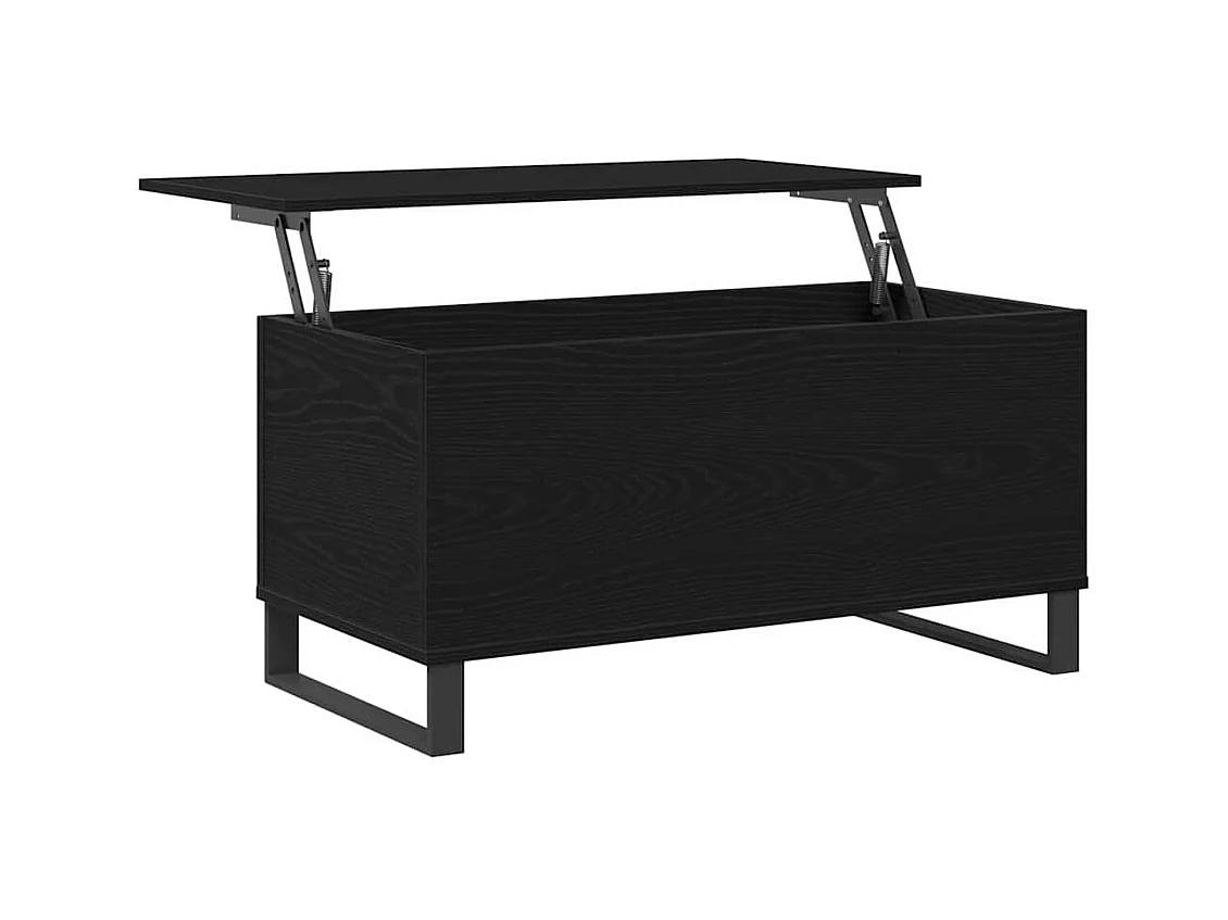 Mesa de centro-Mesa auxiliar-Mesita de centro madera contrachapada negro 90x90x28 cm SHL4808