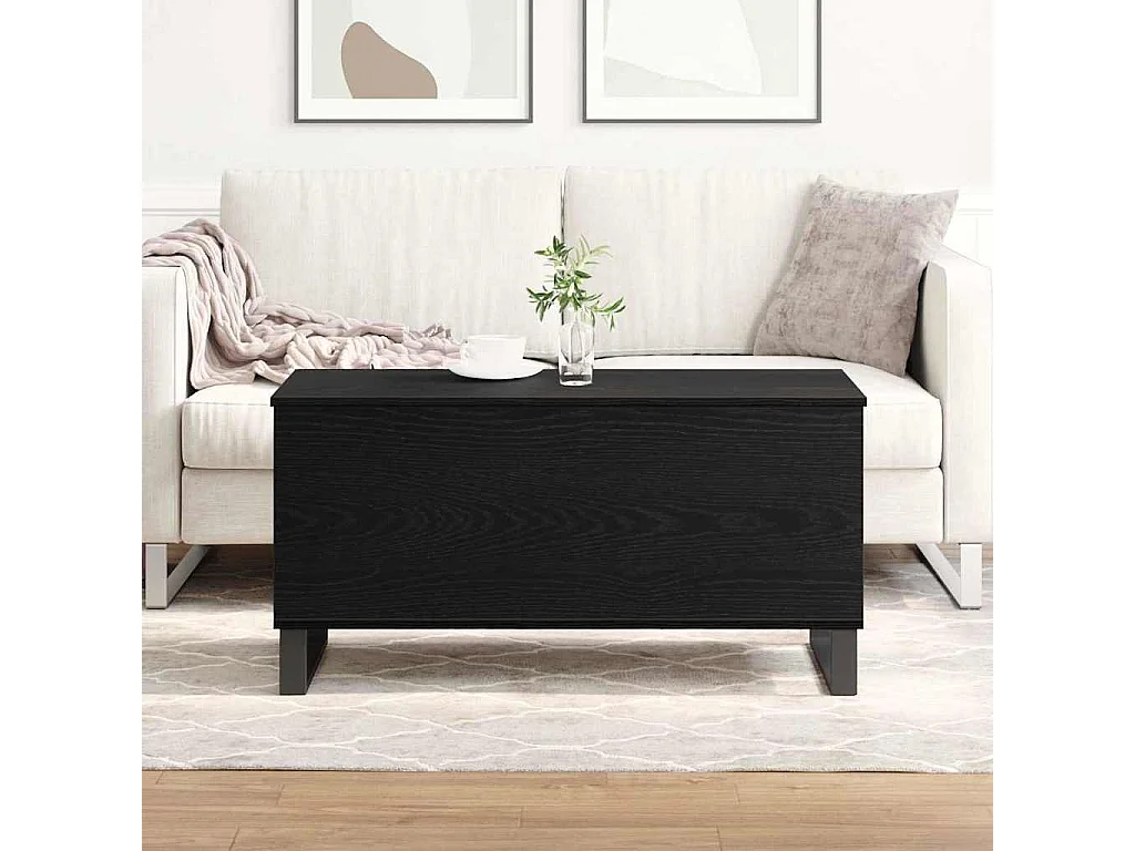 Couchtisch-Wohnzimmertisch-Beistelltische Schwarz Eichen-Optik 90x44,5x45 cm Holzwerkstoff SHL87712