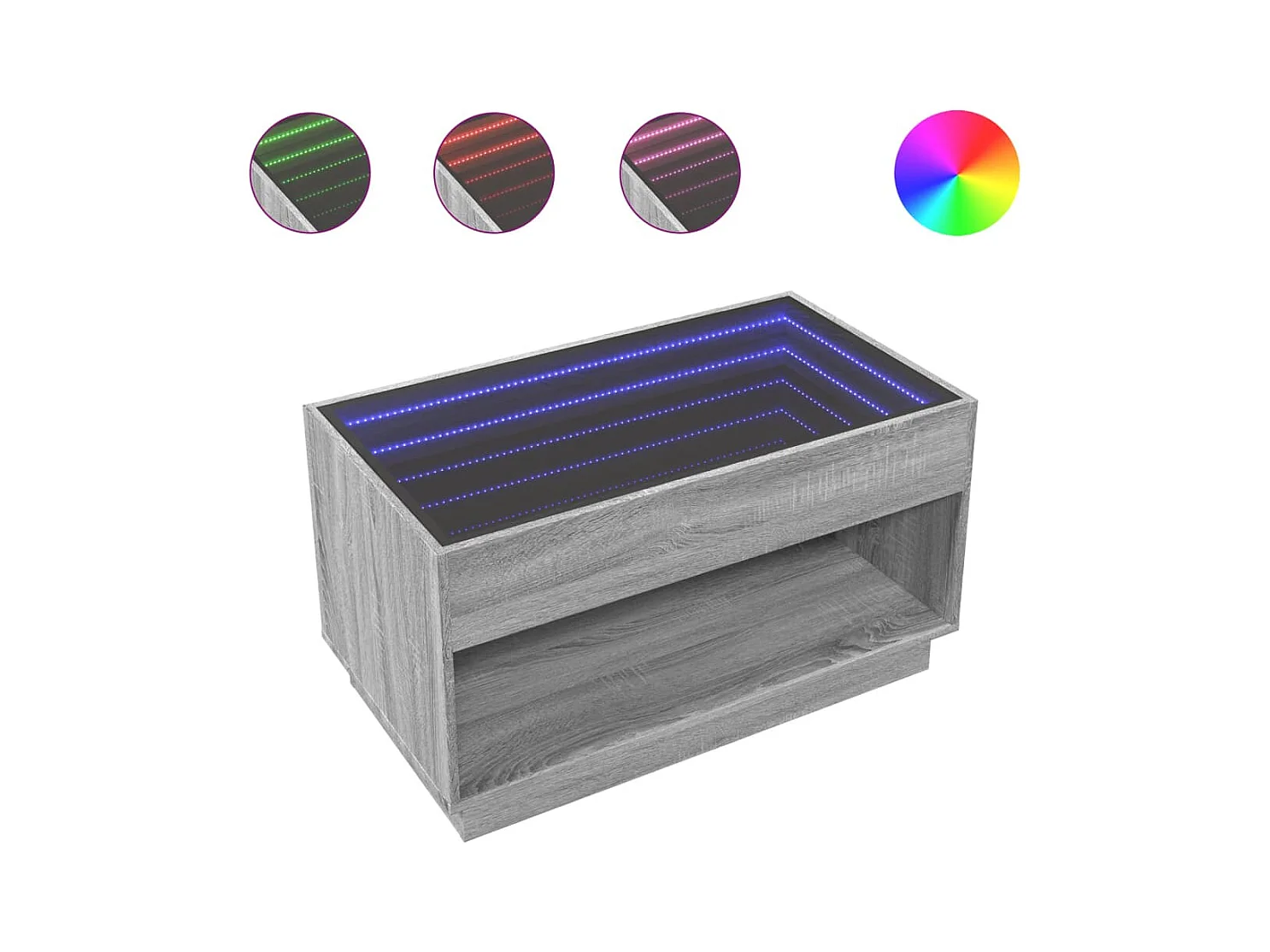 Table basse salon-Table d'appoint avec LED infini sonoma gris 90x50x50 cm SHL79408