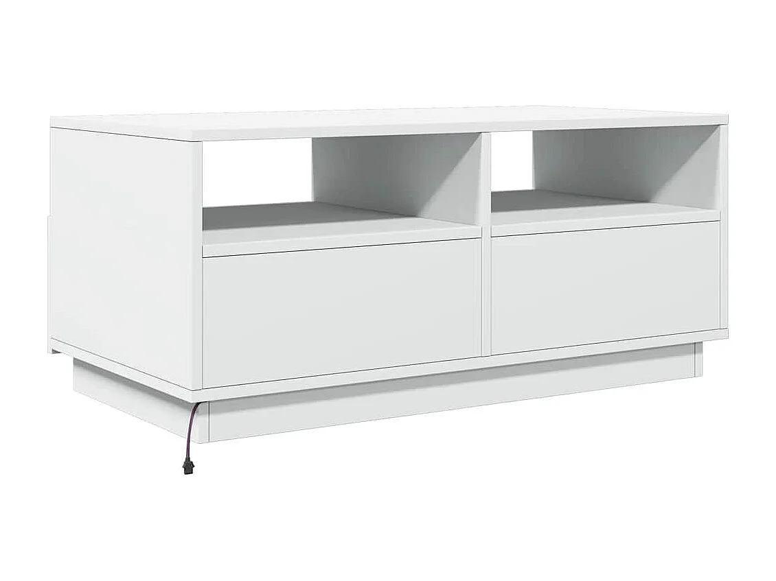 Mesa de centro | Mesa de apoio com luzes LED 90x49x40 cm branco