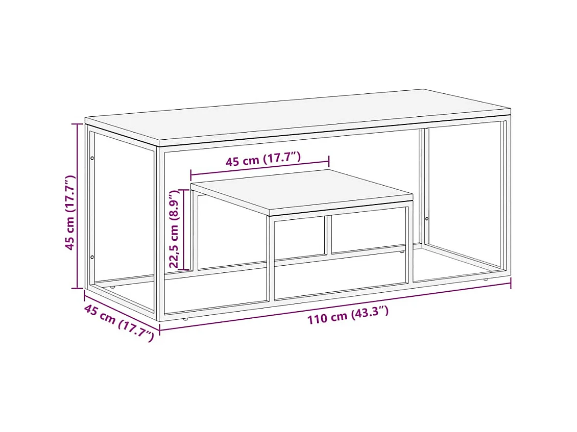 Mesa de centro | Mesa auxiliar con Infinity LED gris Sonoma 40x40x49 cm SHL141145