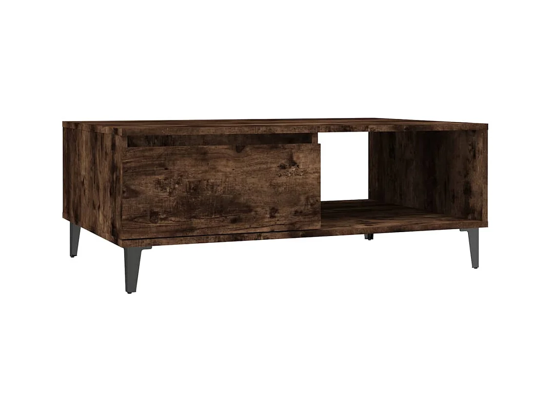 Mesa de centro | Mesa auxiliar madera contrachapada blanco brillo 60x50x36,5 cm SHL3125