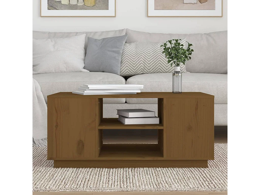 Couchtisch-Sofatisch-Beistelltische Honigbraun 90x49x40,5 cm Massivholz Kiefer SHL48841