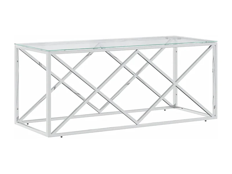 Salontafel | Woonkamertafel | Bijzettafel 110x45x45 cm roestvrij staal en glas