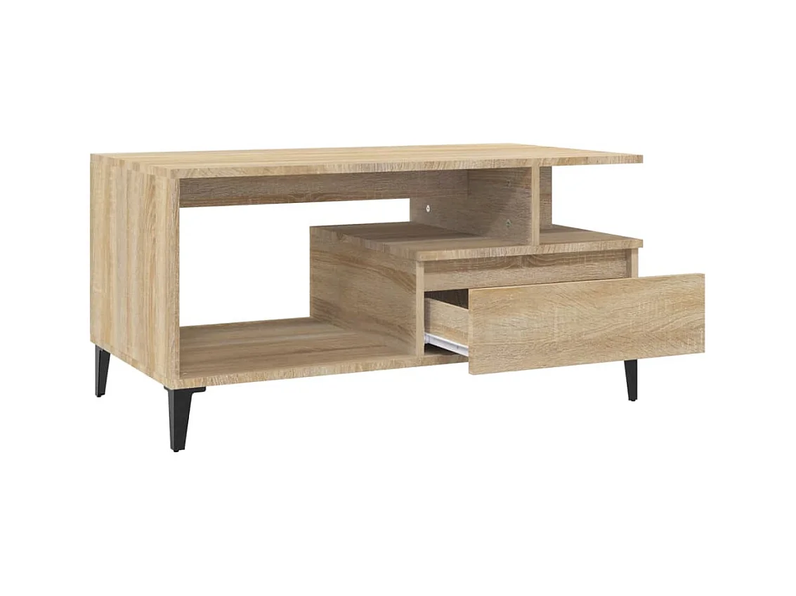 Mesa de centro | Mesa auxiliar madera contrachapada roble marrón 102x50x40 cm SHL4967