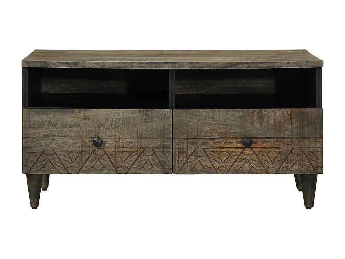 Couchtisch-Wohnzimmertisch-Beistelltische Hellgrau 80x54x40 cm Massivholz Mango SHL35349