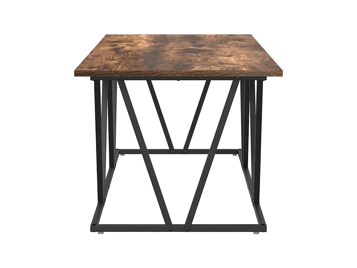 Table basse salon-Table d'appoint en chêne fumé 100x50x40 cm en bois composite et métal SHL64484