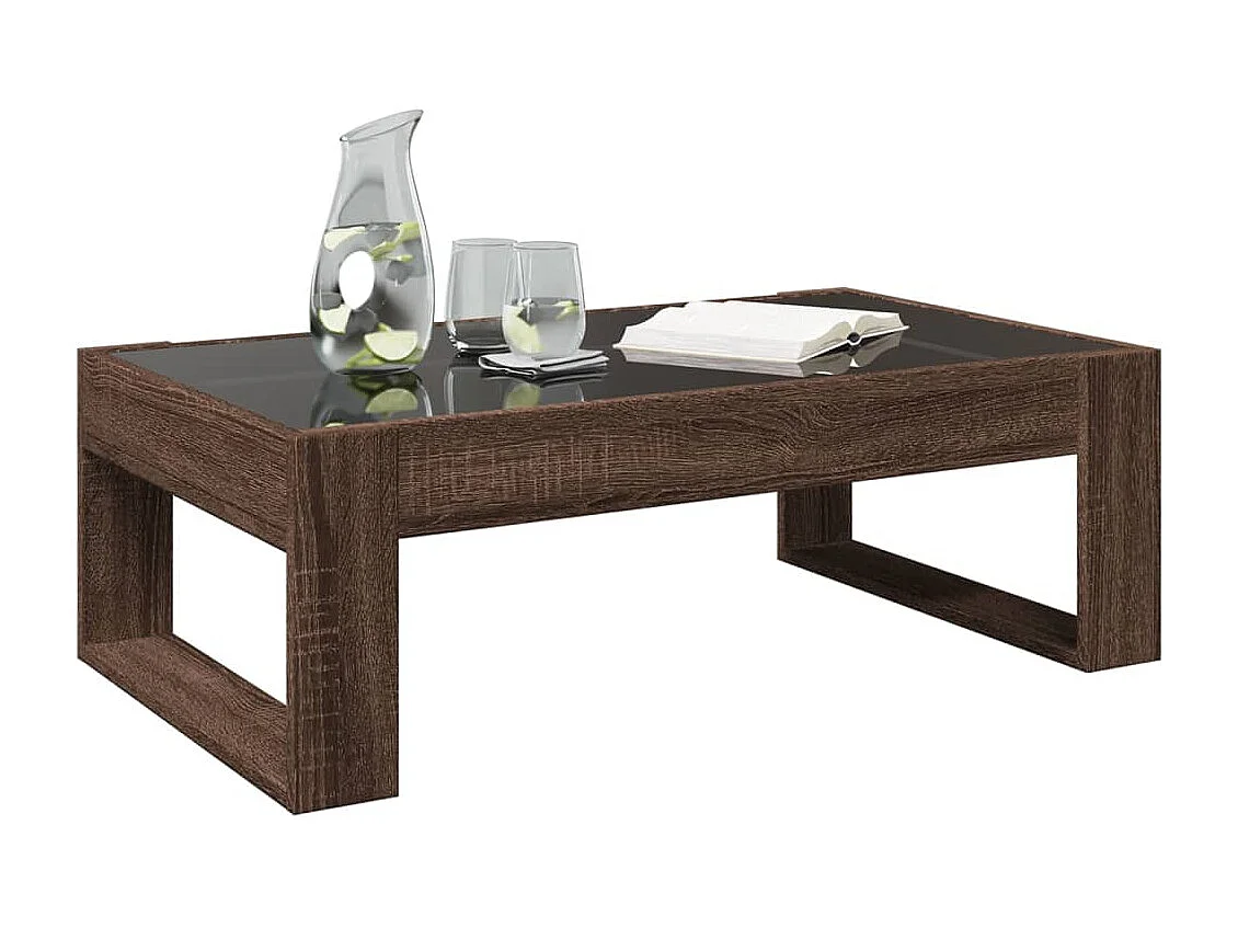 Couchtisch mit Infinity-LED | Beistelltische | Sofatisch Braun Eichen-Optik 90x53x30 cm SHL39839