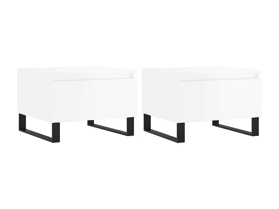 Couchtisch 2er Set-Sofatisch-Beistelltische Hochglanz-Weiß 50x46x35 cm Holzwerkstoff SHL59572