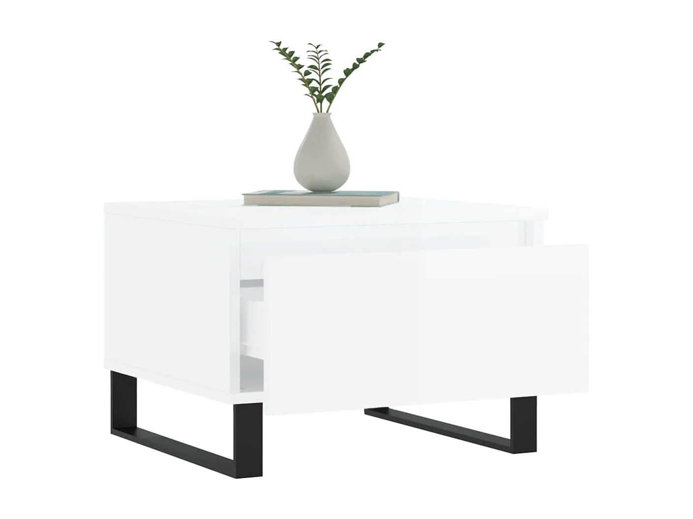 Couchtisch 2er Set-Sofatisch-Beistelltische Hochglanz-Weiß 50x46x35 cm Holzwerkstoff SHL59572