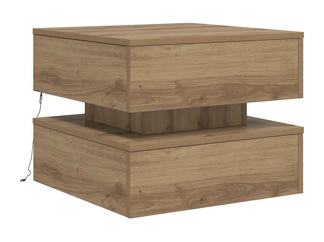 Table basse salon-Table d'appoint avec lumières LED chêne artisanal 50x50x40 cm SHL5984