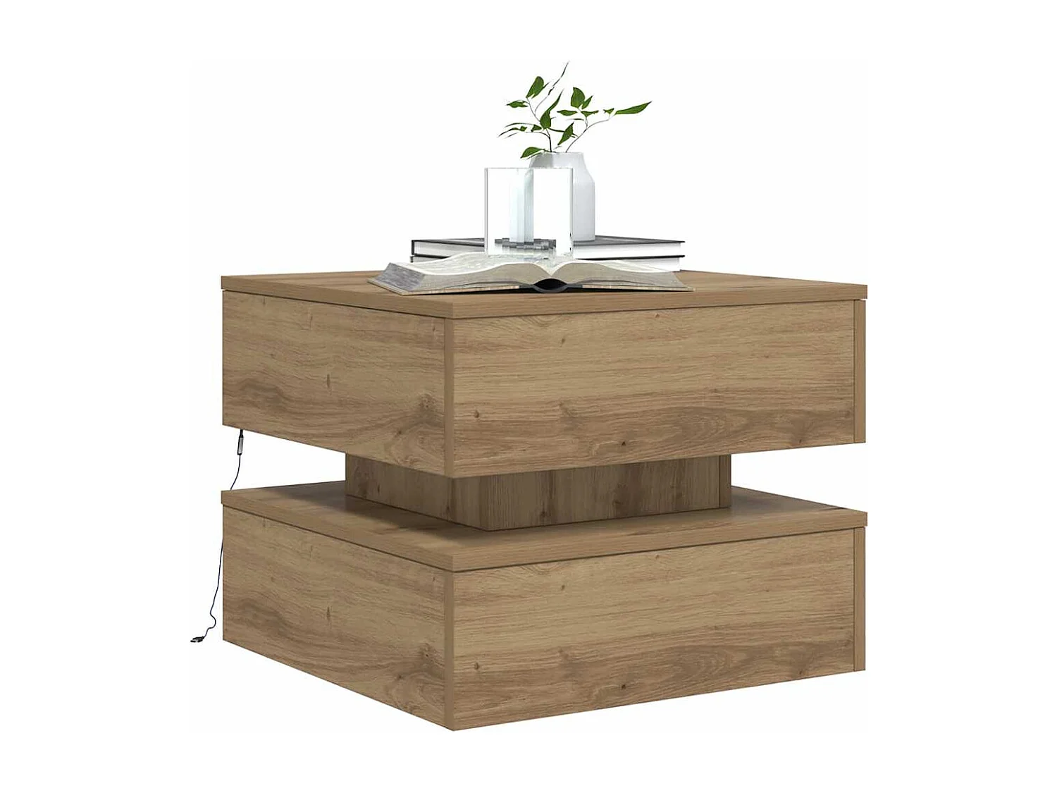 Table basse salon-Table d'appoint avec lumières LED chêne artisanal 50x50x40 cm SHL5984