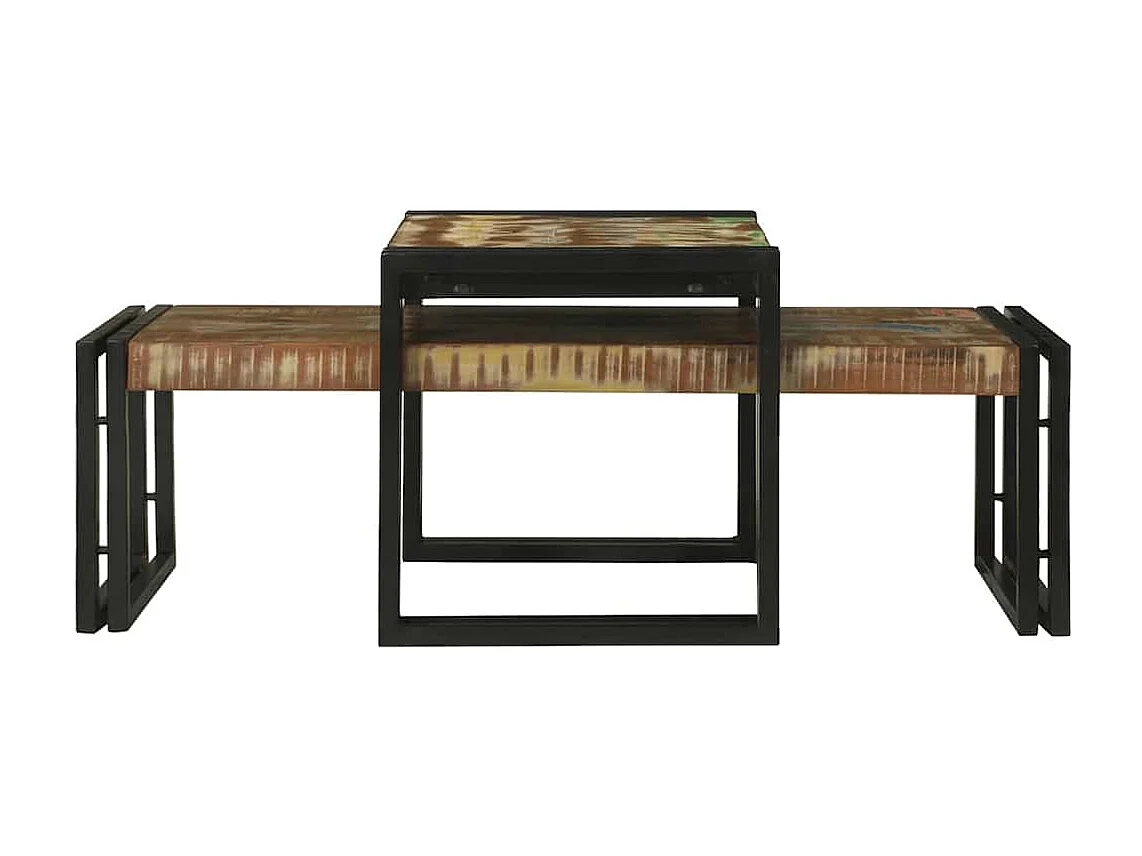 Couchtisch-Beistelltische 2er Set Mehrfarbig 48x40x40 cm Massives Altholz SHL96307