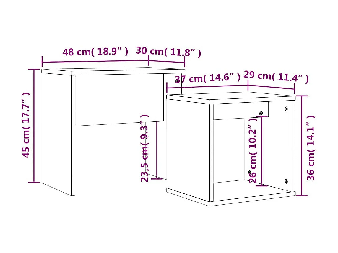 Mesa de centro | Mesa auxiliar madera contrachapada gris Sonoma 80x80x36,5 cm SHL2033
