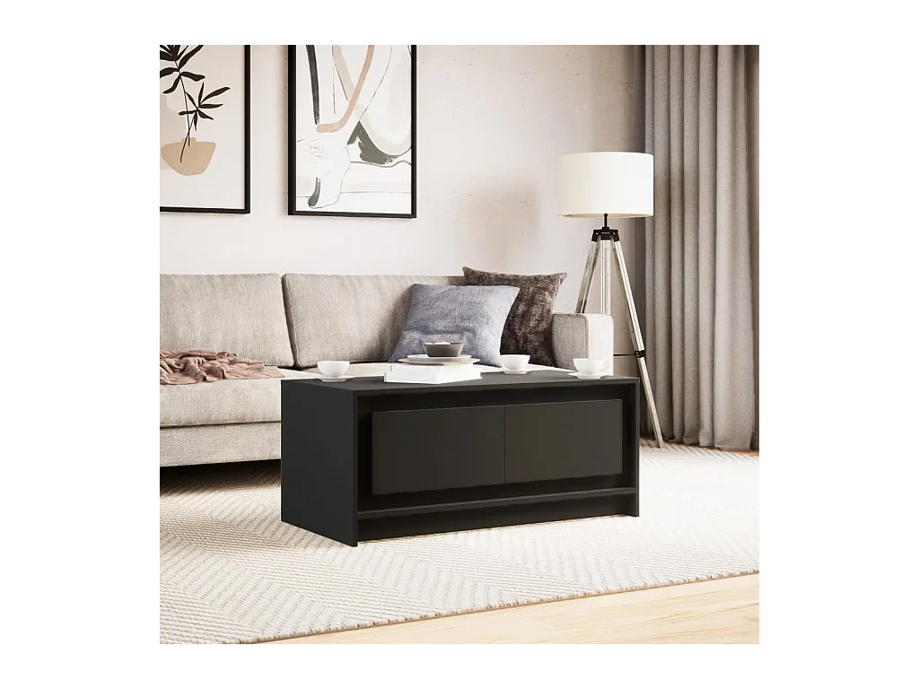 Mesa de centro-Mesa auxiliar madera maciza mango y contrachapada 80x54x40 cm SHL39263