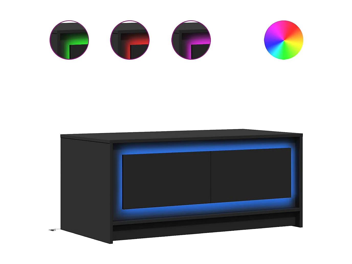 Table basse salon-Table d'appoint avec lumières LED noir bois d'ingénierie SHL12709