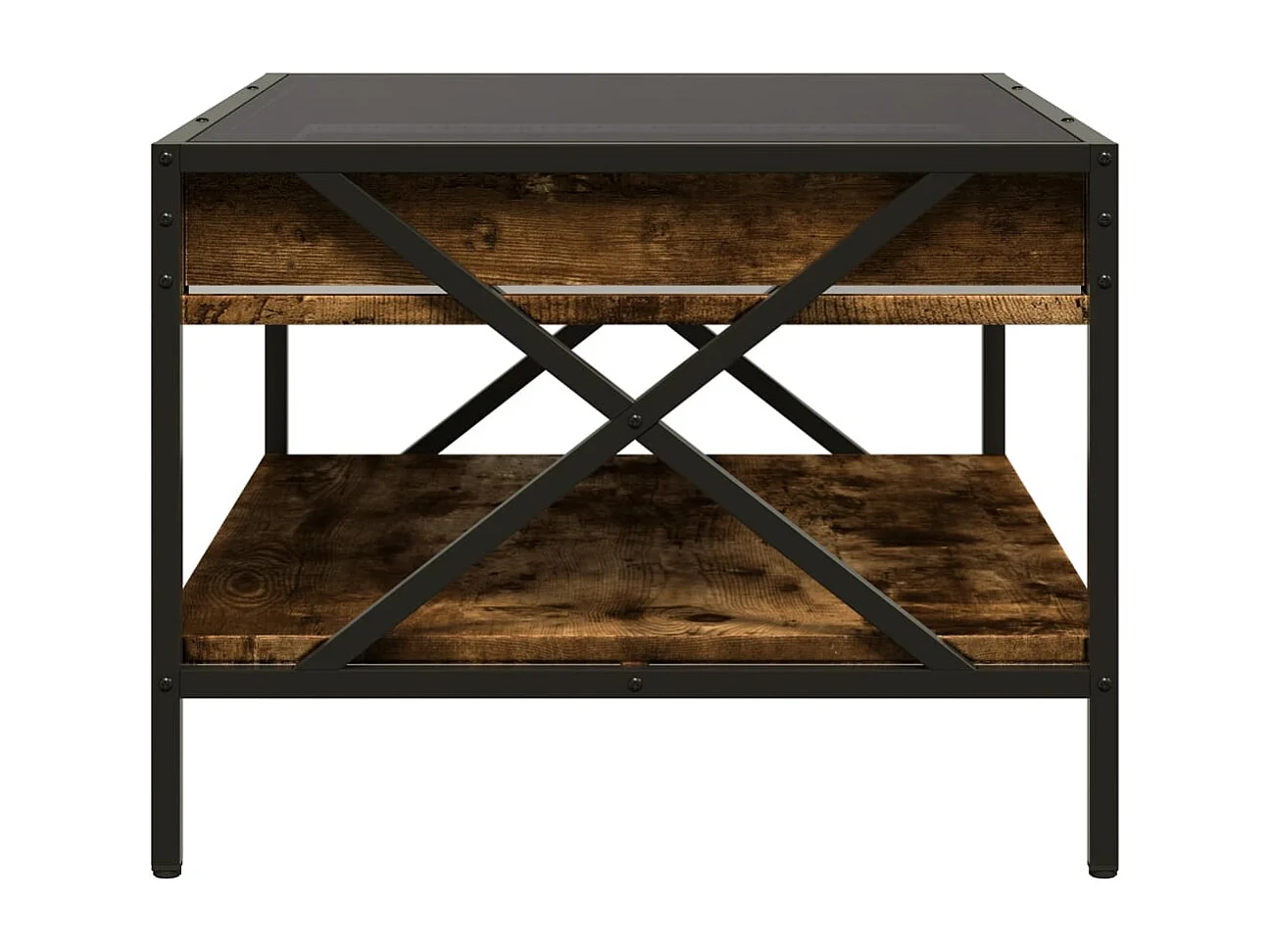 Mesa de centro-Mesa auxiliar madera de ingeniería roble ahumado 60x60x30 cm SHL40450