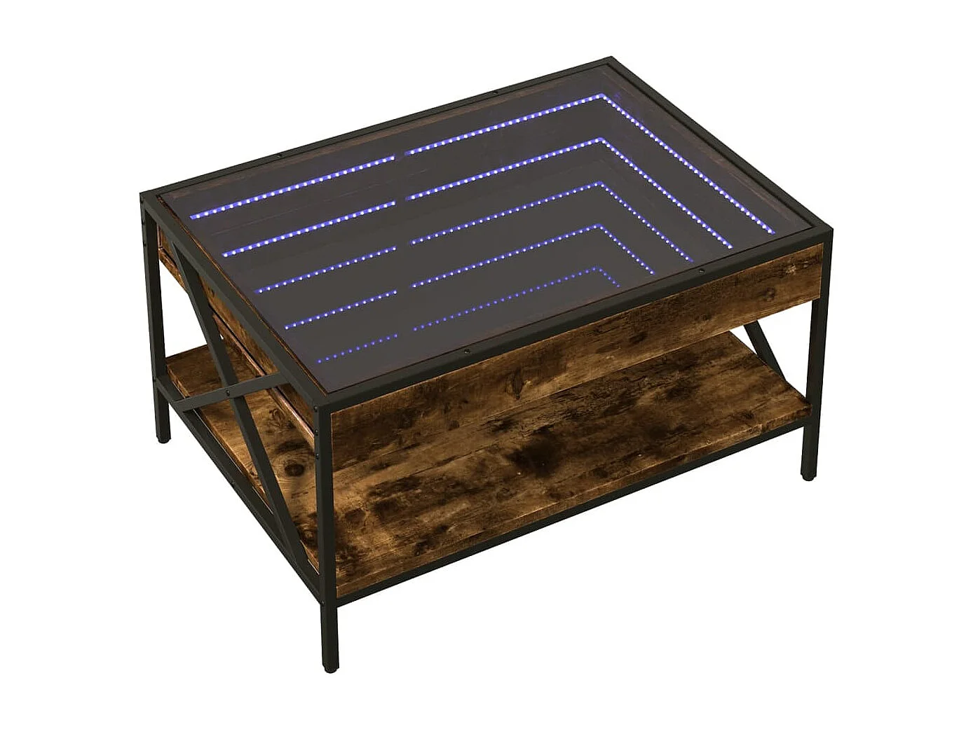 Table basse salon-Table d'appoint avec LED Infinity chêne fumé 70x50x38 cm SHL63445