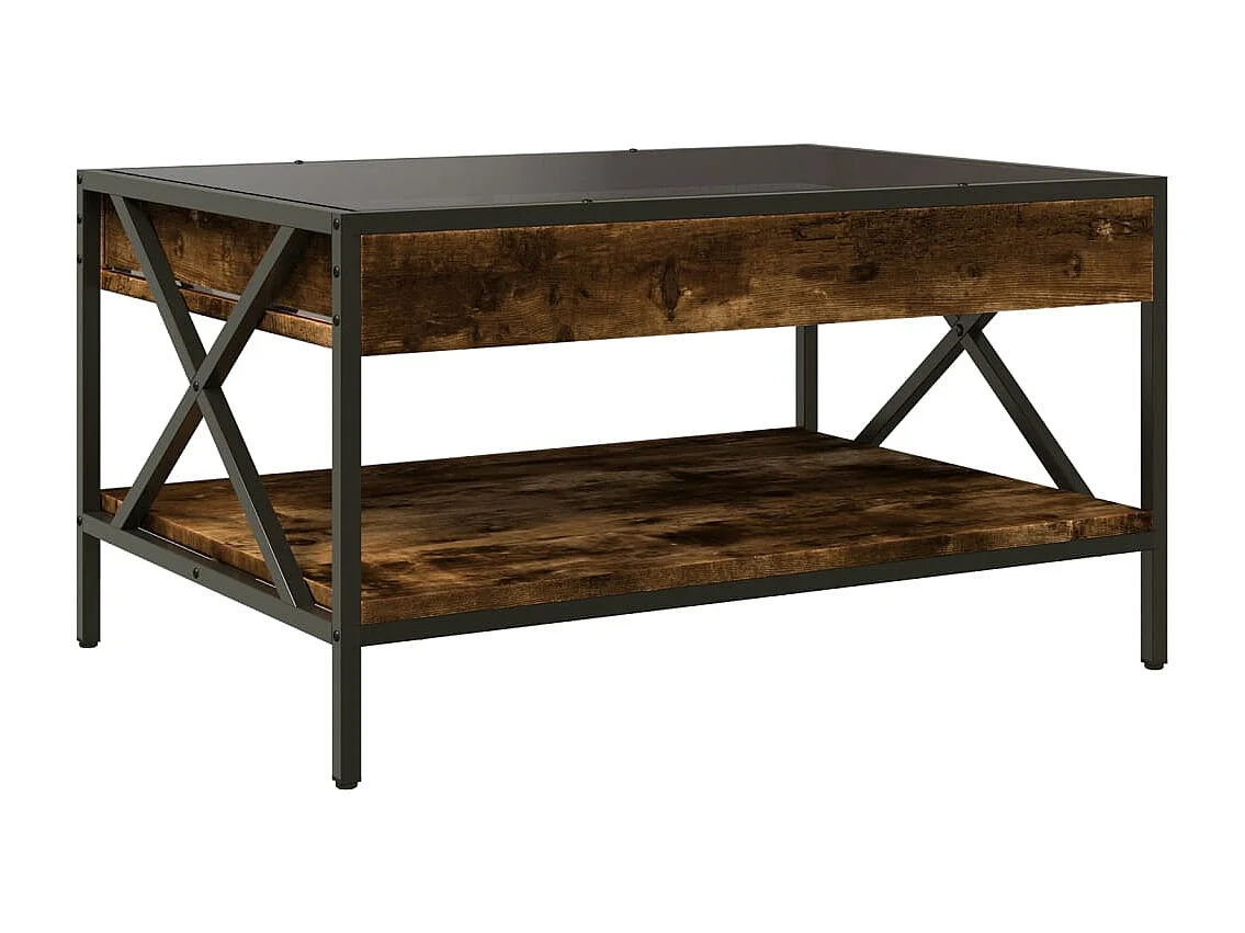 Table basse salon-Table d'appoint avec LED Infinity chêne fumé 70x50x38 cm SHL63445