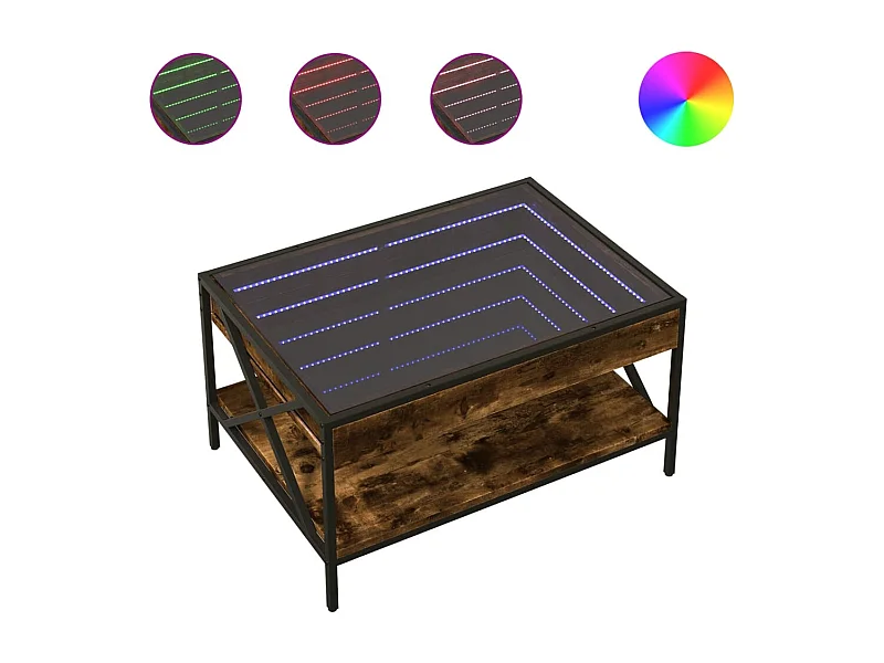 Table basse salon-Table d'appoint avec LED Infinity chêne fumé 70x50x38 cm SHL63445