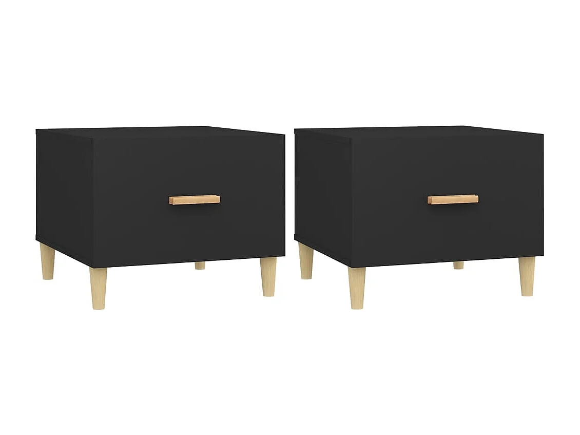 Couchtisch 2er Set-Sofatisch-Beistelltische Schwarz 50x50x40 cm Holzwerkstoff SHL40660