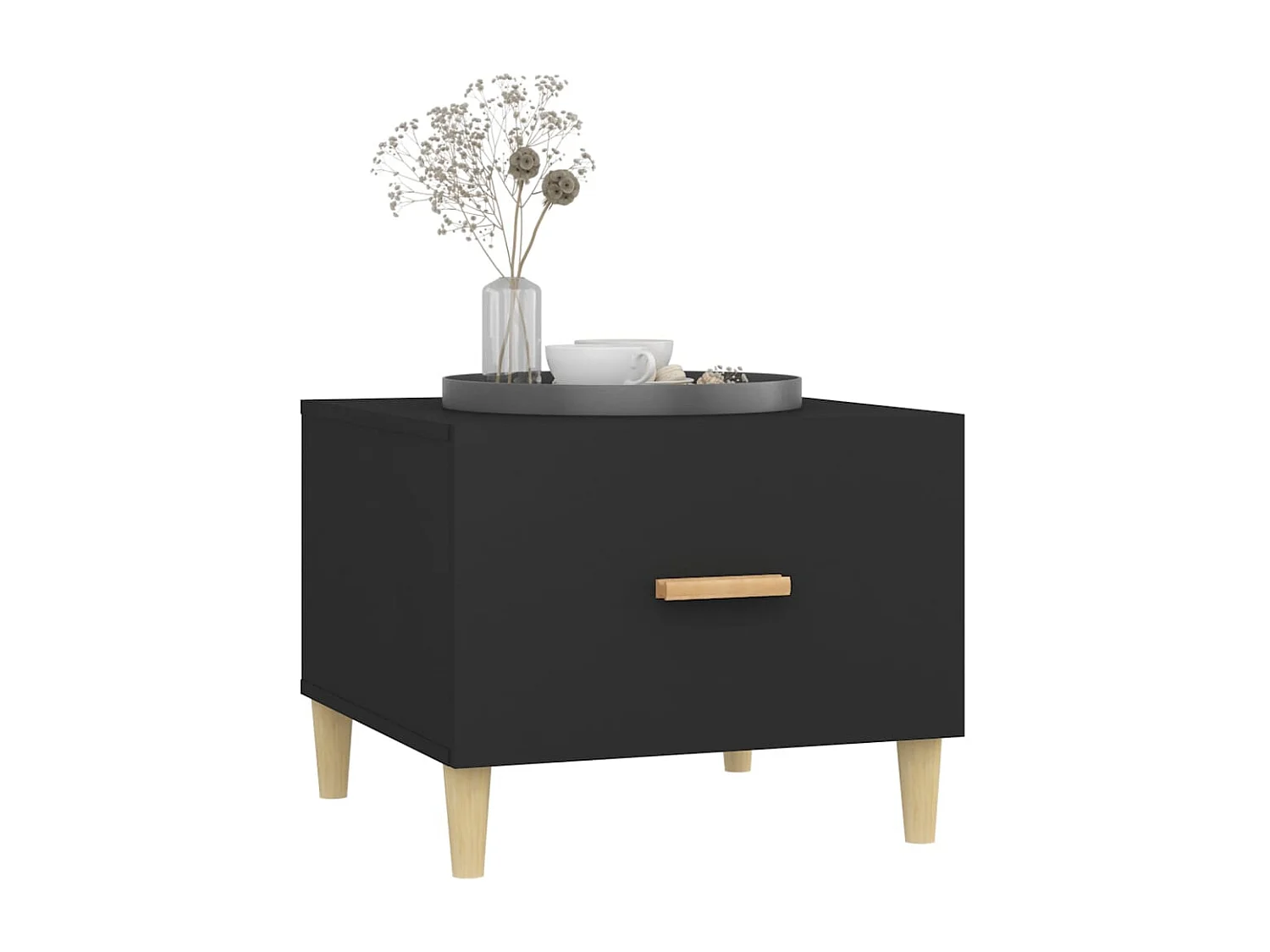 Couchtisch 2er Set-Sofatisch-Beistelltische Schwarz 50x50x40 cm Holzwerkstoff SHL40660