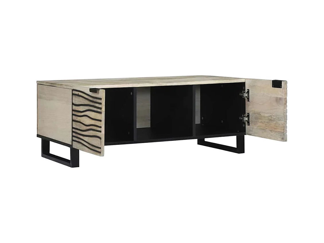 Table basse salon avec étagère de stockage avec porte Blanc Noir 100x50x40 cm SHL85187