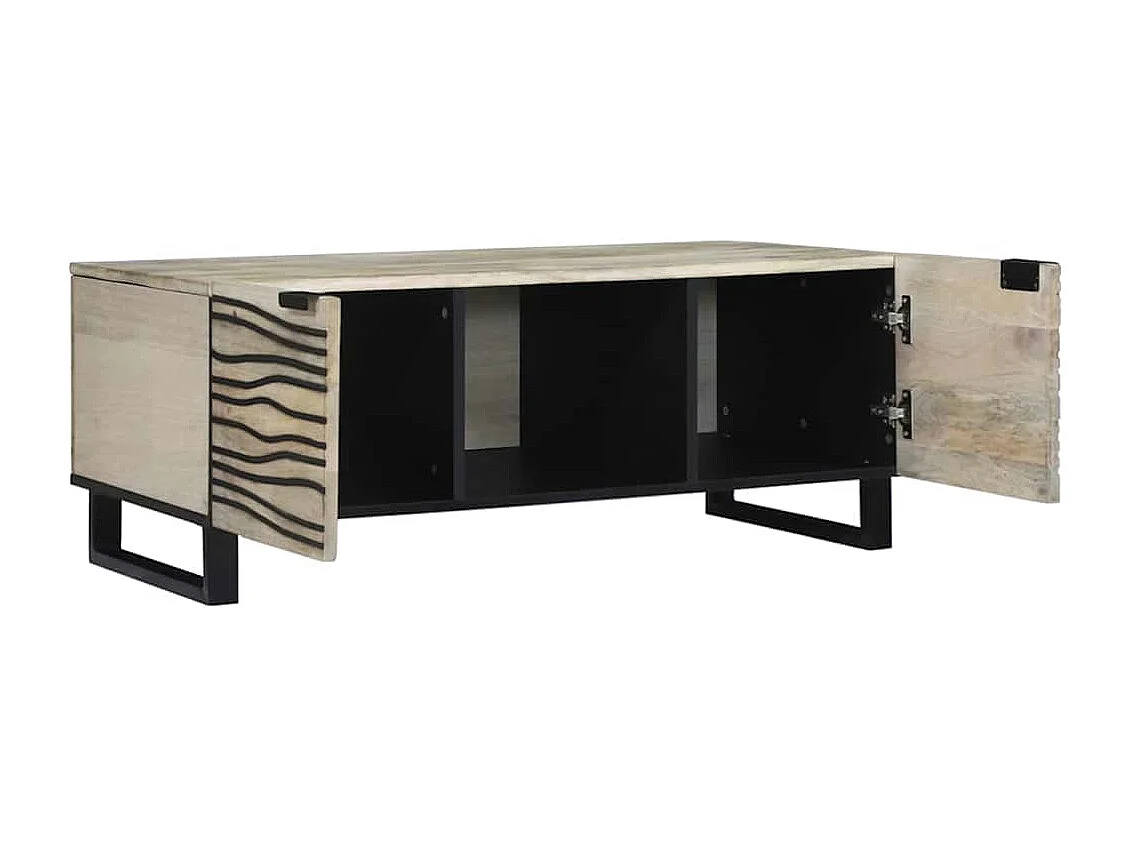 Table basse salon avec étagère de stockage avec porte Blanc Noir 100x50x40 cm SHL85187