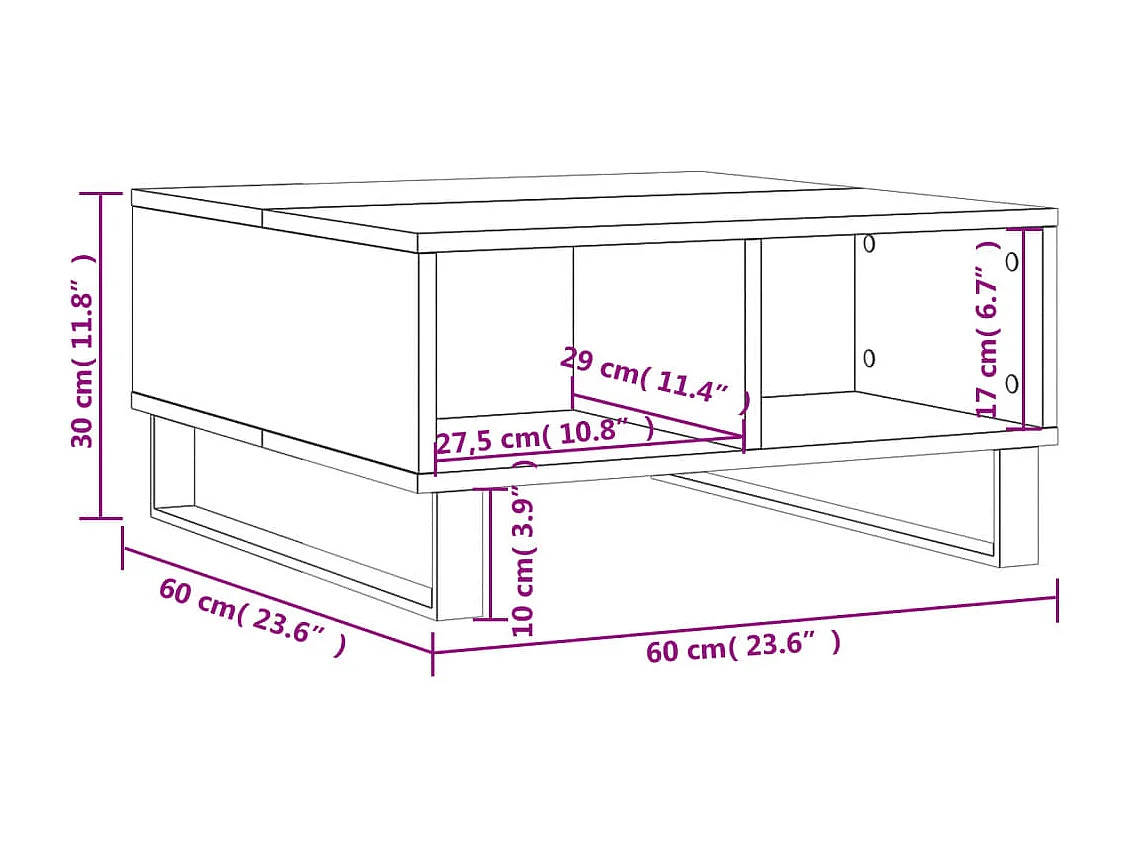 Couchtisch-Wohnzimmertisch-Beistelltische Braun Eichen-Optik 60x60x30 cm Holzwerkstoff SHL28960