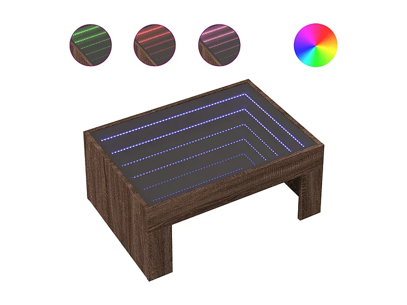 Table basse salon-Table d'appoint avec LED infini chêne marron 70x50x30 cm SHL54828