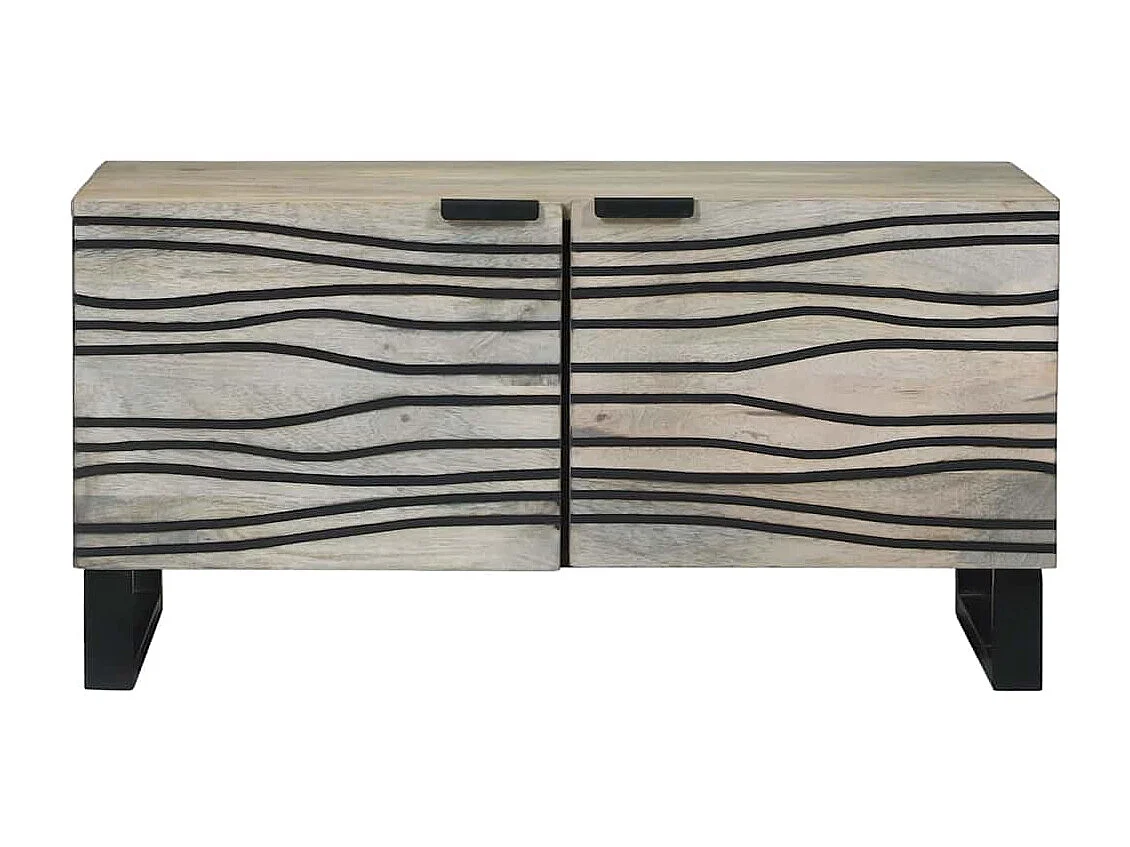 Table basse salon-Table d'appoint Blanc, Noir 80x50x40 cm bois de manguier massif SHL84787