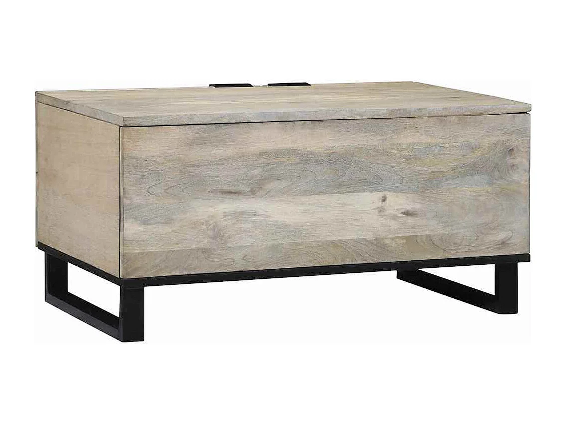Table basse salon-Table d'appoint Blanc, Noir 80x50x40 cm bois de manguier massif SHL84787