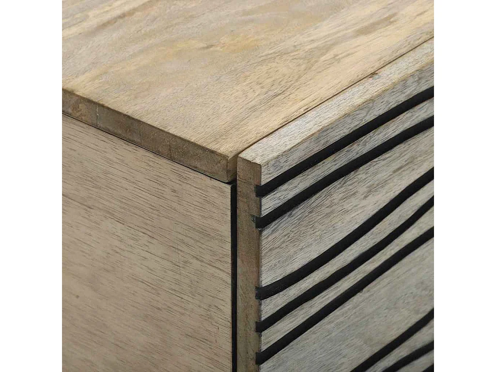 Table basse salon-Table d'appoint Blanc, Noir 80x50x40 cm bois de manguier massif SHL84787