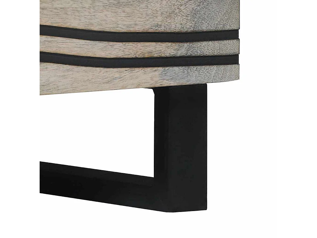 Table basse salon-Table d'appoint Blanc, Noir 80x50x40 cm bois de manguier massif SHL84787