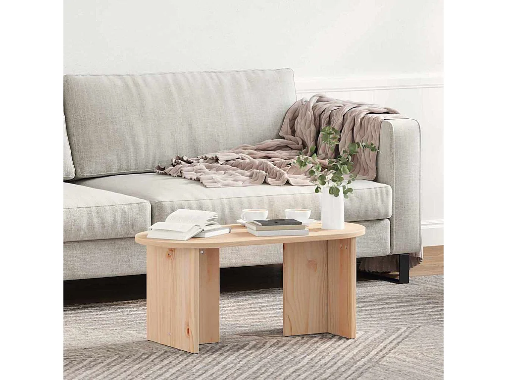 Salontafel | Bijzettafel Naturel 80 x 39.5 x 35 cm Massief grenenhout