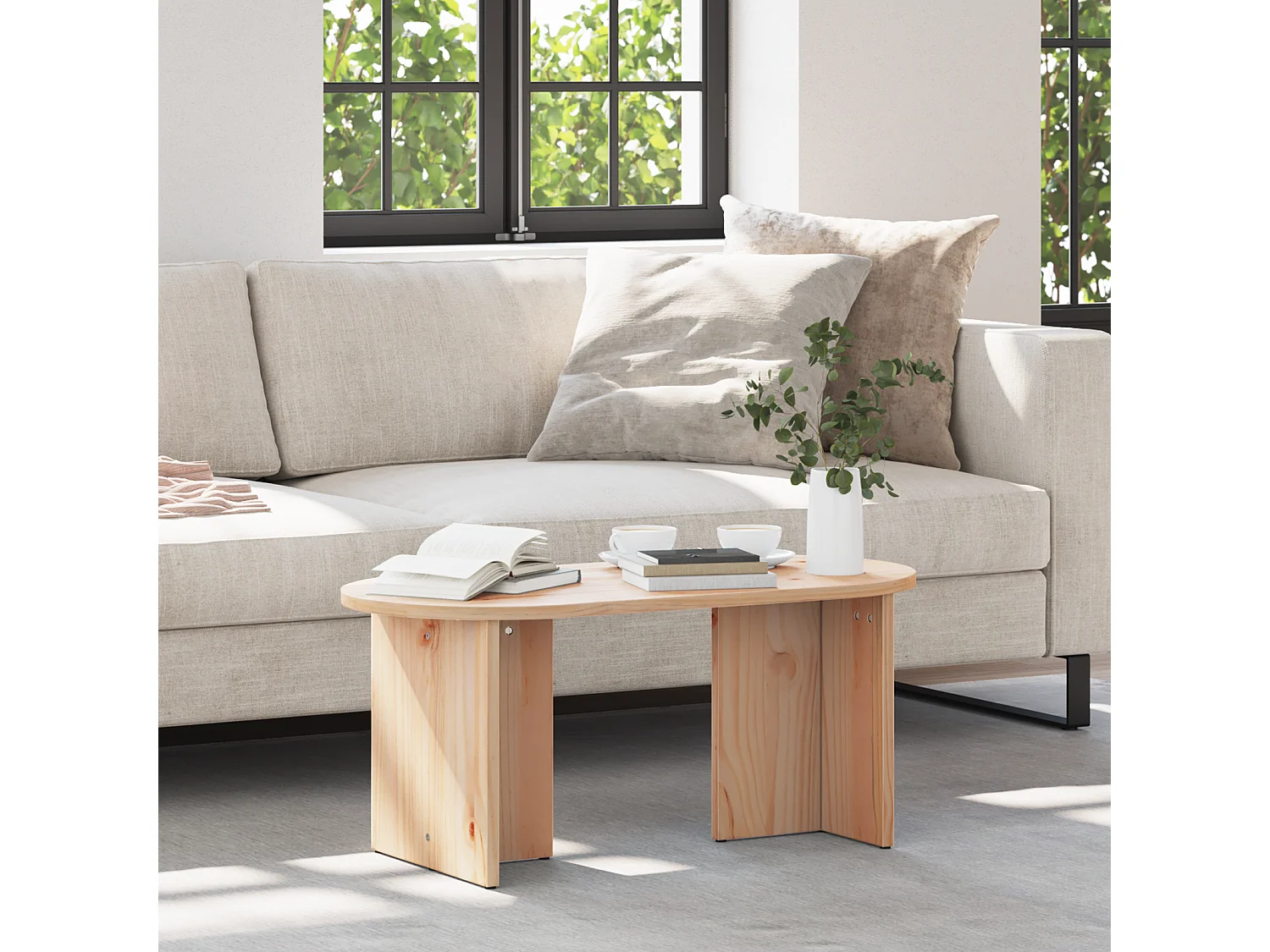 Salontafel | Bijzettafel Naturel 80 x 39.5 x 35 cm Massief grenenhout