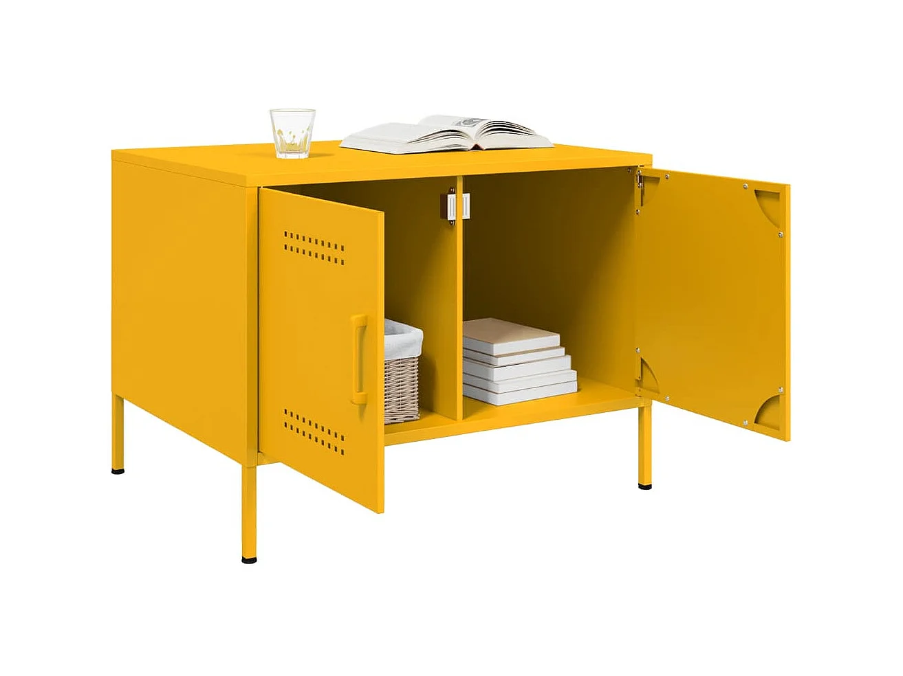 Mesa de centro | Mesa de apoio 68x50x50.5 cm aço amarelo mostarda
