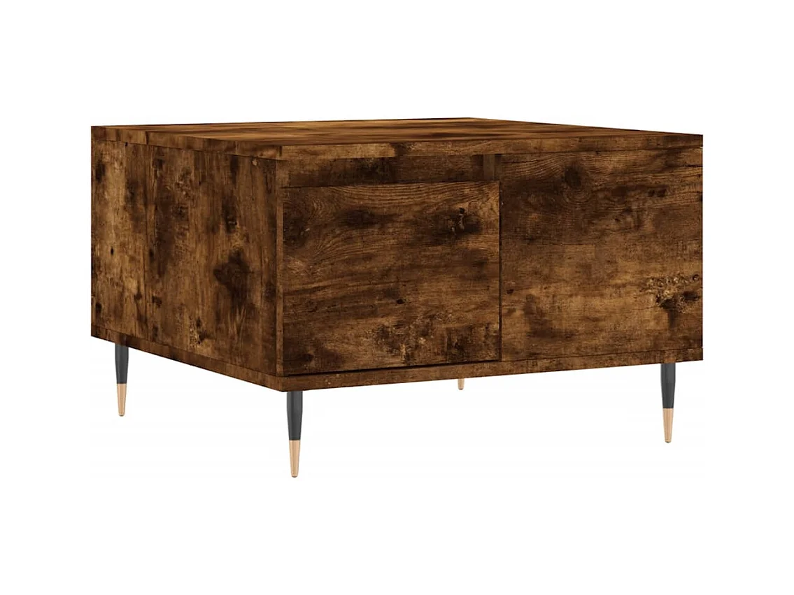 Mesa de centro | Mesa auxiliar madera ingeniería metal roble marrón 95x95x45 cm SHL4348