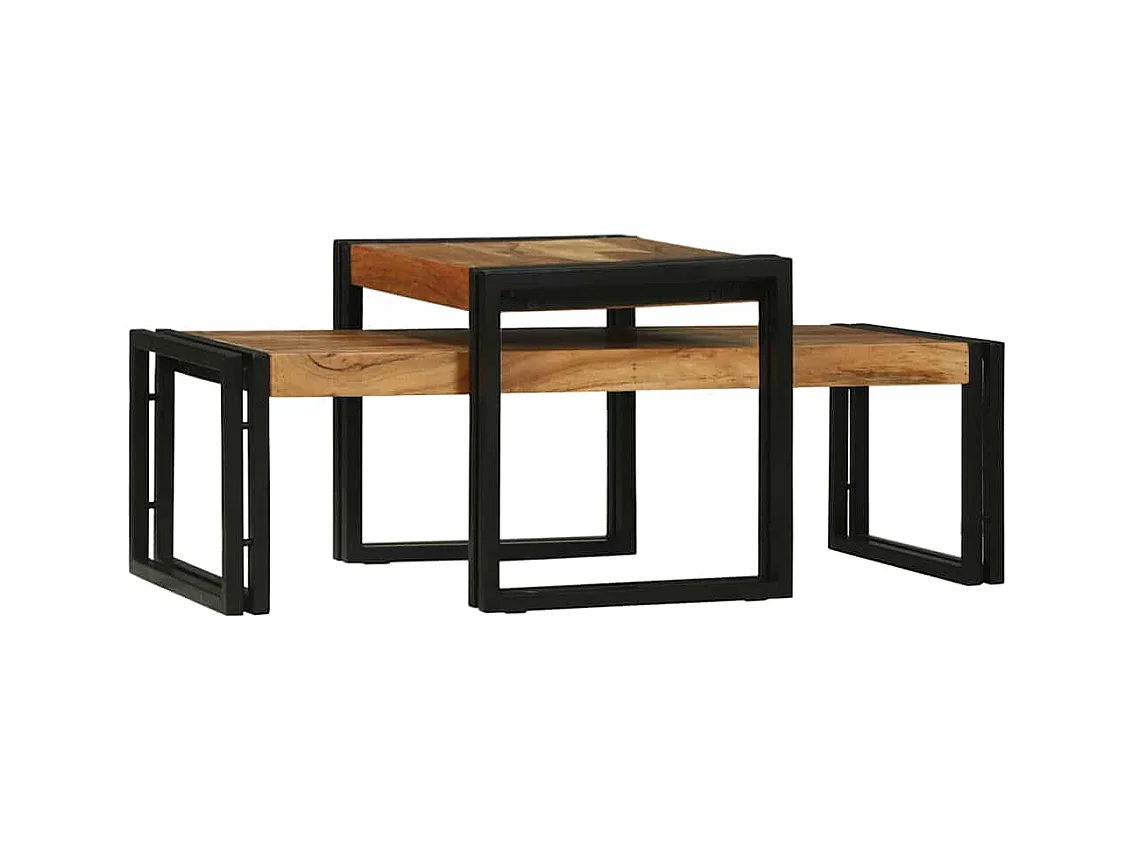 Set de mesas de centro apilables blanco brillo 100x100x26,5 cm SHL4475