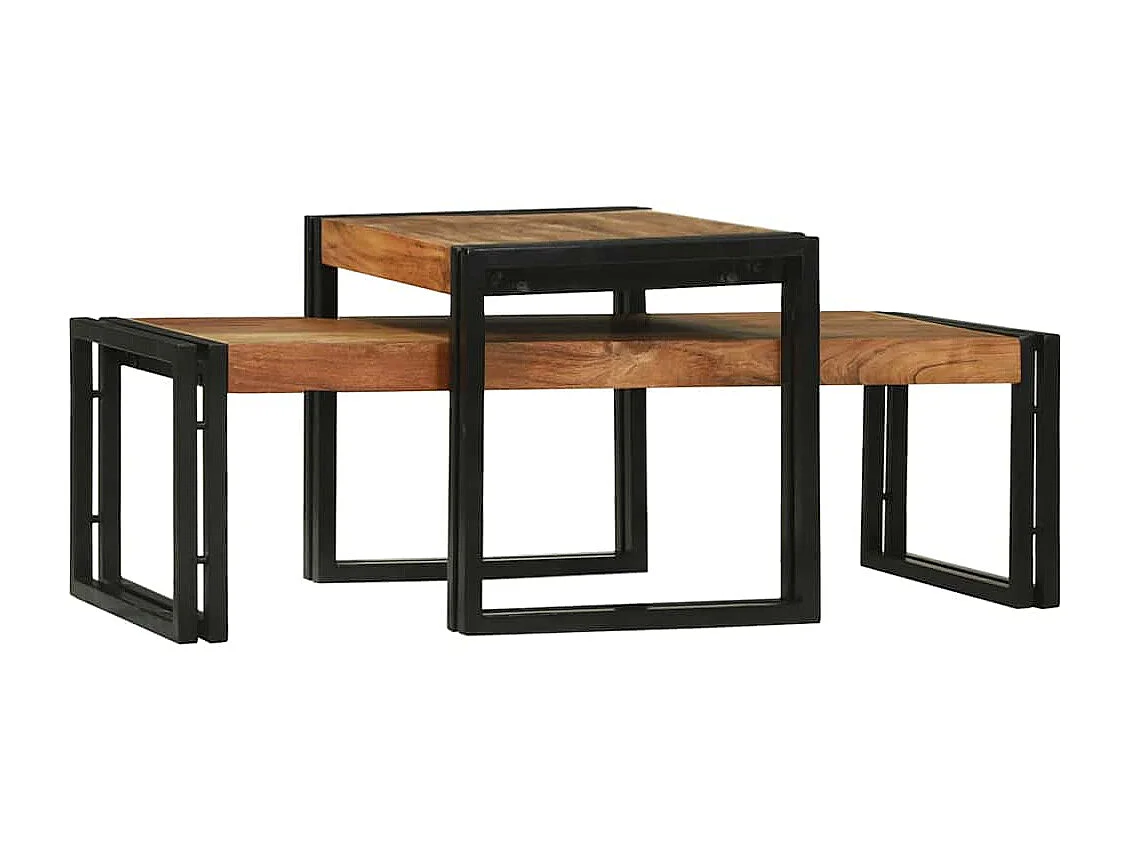 Set de 2 Tables Basses en Bois Massif d'Acacia SHL67576