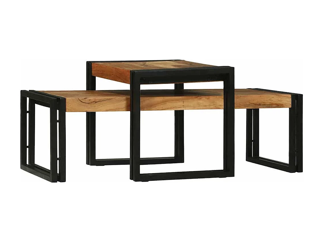Set de 2 Tables Basses en Bois Massif d'Acacia SHL67576