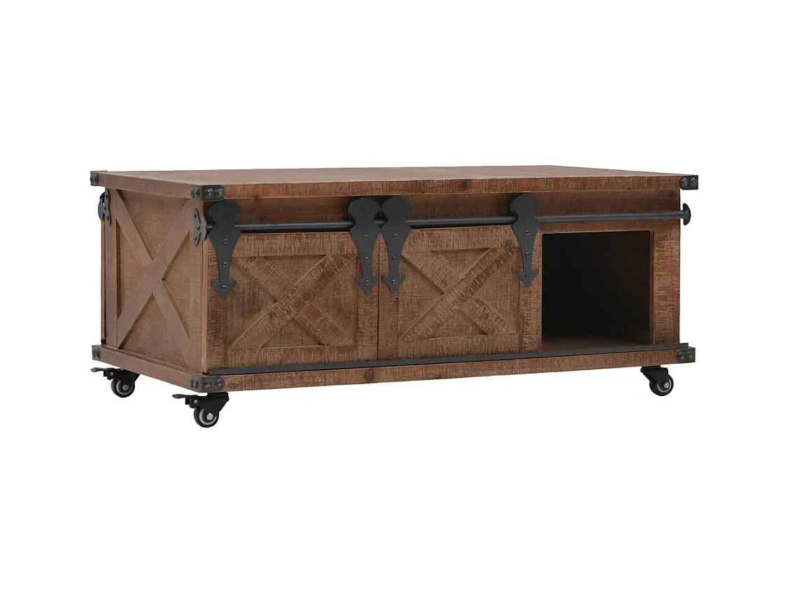 Table basse salon-Table d'appoint Bois de sapin massif 91x51x38 cm Marron SHL32609