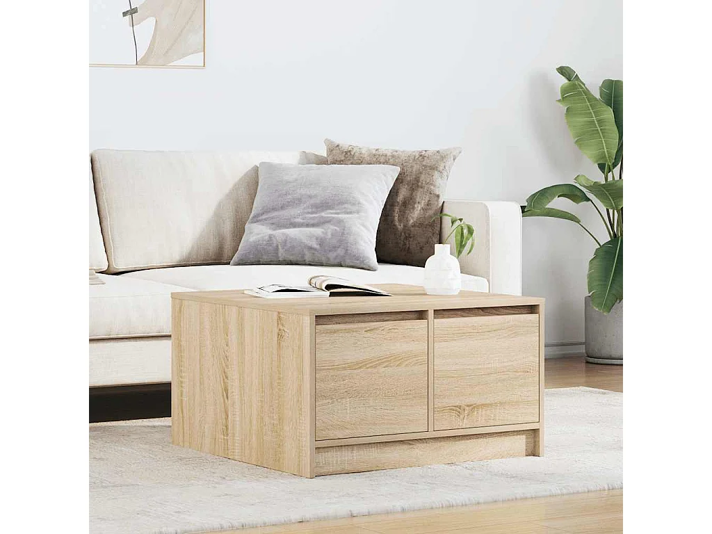Tavolino da Salotto-Tavolino Basso con Cassetti Rovere Sonoma 70.5x70x40 cm SHL22180